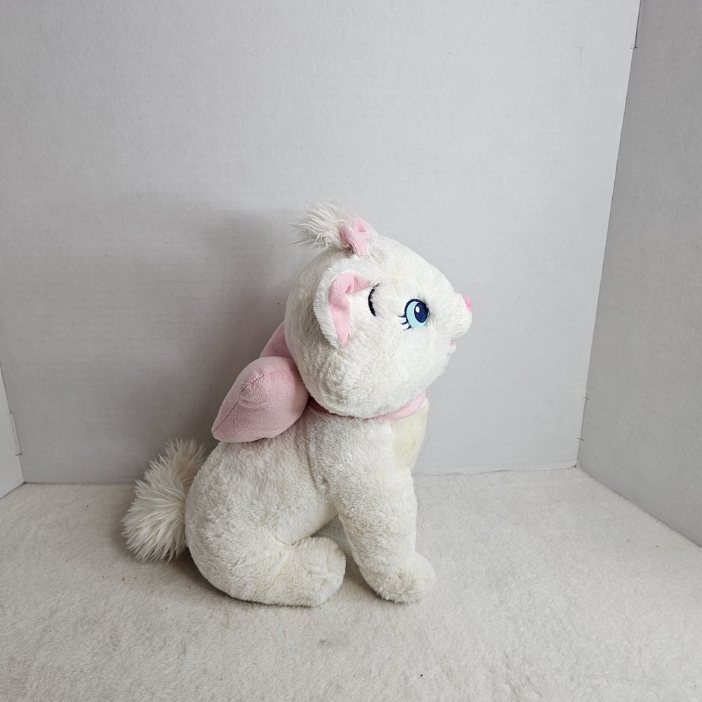 Disney Store The Aristocats Marie Plush White Cat with Pink Bow Original 13" Toy - Picture 5 of 7